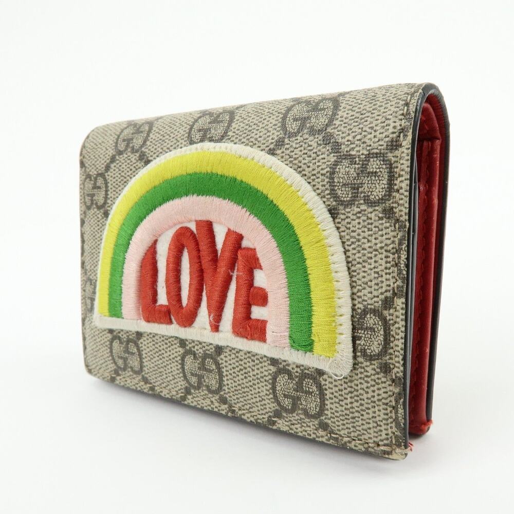 Gucci GG Supreme Rainbow Love Compact Wallet Beige - Picture 3 of 16